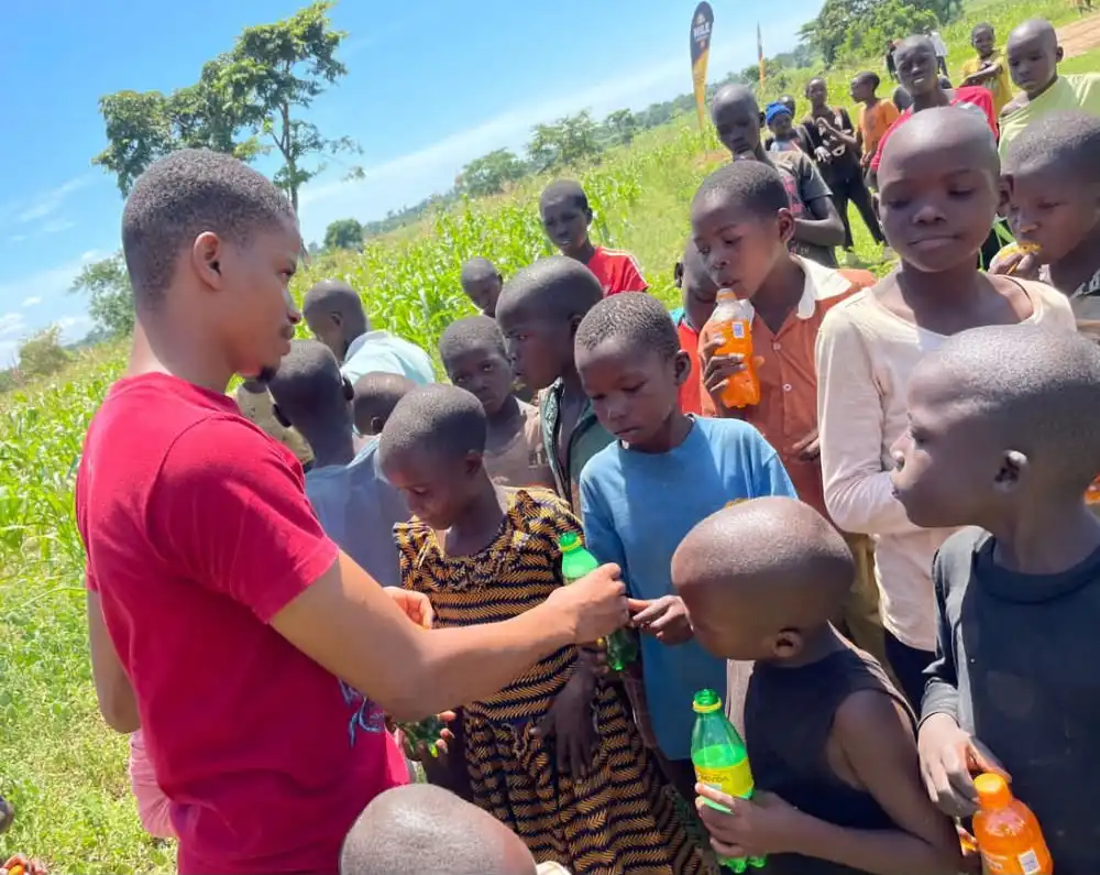 Joyful group of African children enjoying a game outside